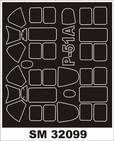 Montex MXSM32099 1:32 North-American P-51A Mustang canopy frame paint masks