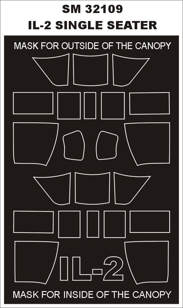 Montex MXSM32109 1:32 Ilyushin Il-2 SINGLE SEATER canopy frame paint masks
