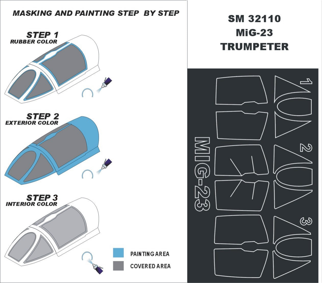 Montex MXSM32110 1:32 Mikoyan MiG-23MF/MiG-23ML canopy frame paint masks