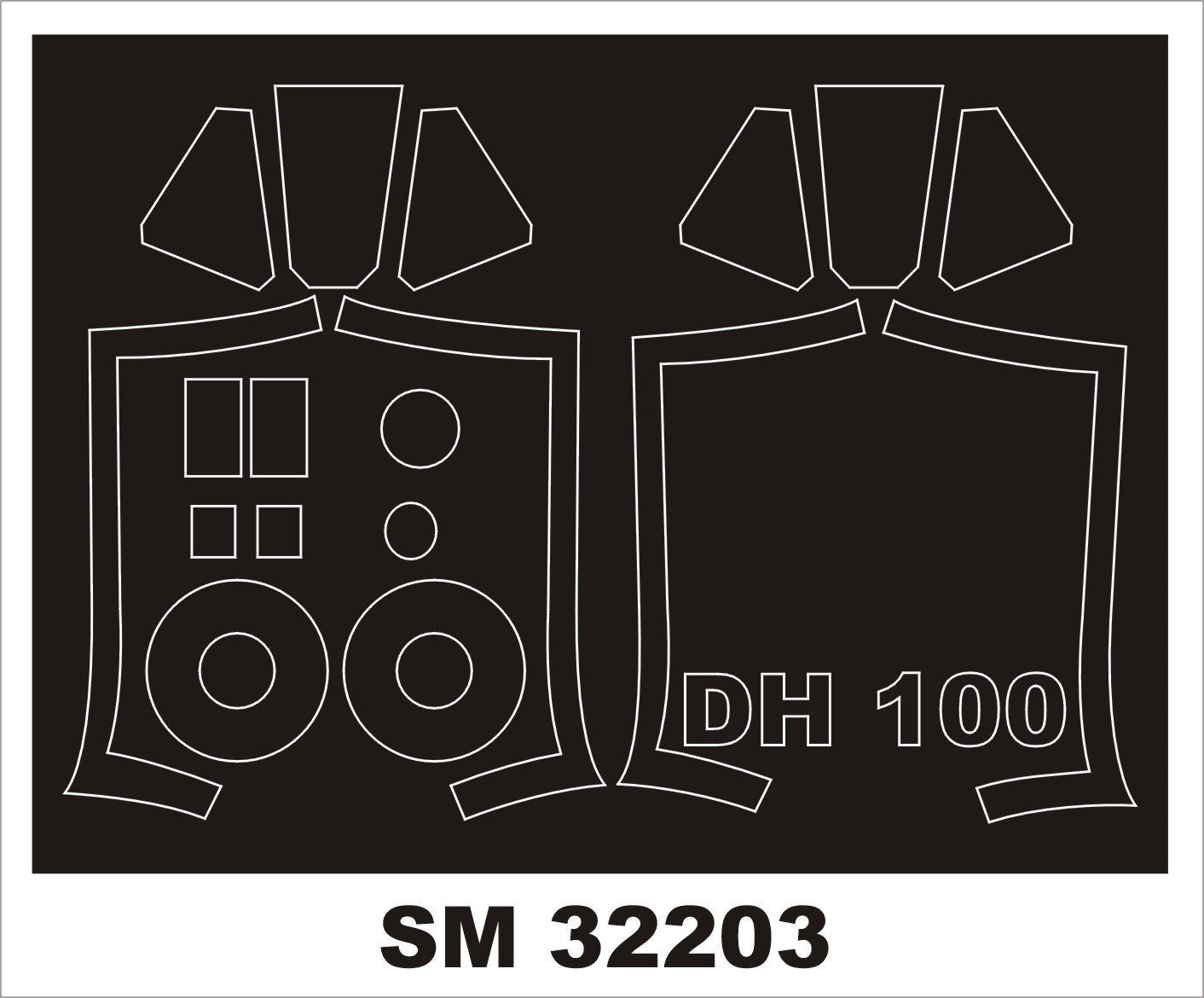 Montex MXSM32203 1:32 de Havilland DH-100 Vampire canopy frame paint mask