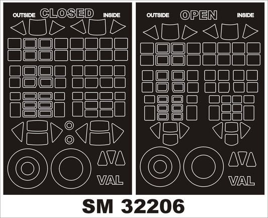 Montex MXSM32206 1:32 Aichi D3A1 Val open AND closed canopy frame paint mask