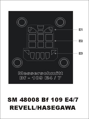 Montex MXSM48008 1:48 Messerschmitt Bf-109E-4/Bf-109E-7 canopy frame paint mask