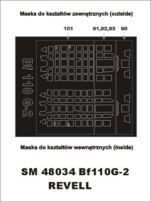 Montex MXSM48034 1:48 Messerschmitt Bf-110G-2 canopy frame paint masks
