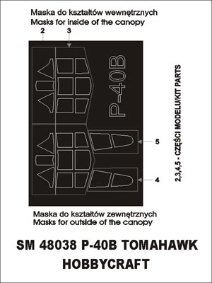 Montex MXSM48038 1:48 Curtiss P-40B Tomahawk canopy frame paint masks