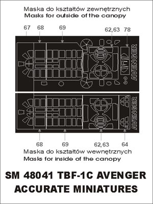 Montex MXSM48041 1:48 Grumman TBF-1C Avenger canopy frame paint masks
