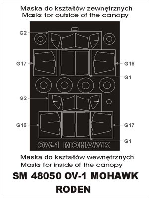 Montex MXSM48050 1:48 Grumman OV-1A/OV-1B/OV-1C/OV-1D Mohawk canopy masks