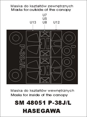 Montex MXSM48051 P-38J/L Lightning Canopy Masks 1:48