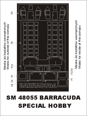 Montex MXSM48055 1:48 Fairey Barracuda Mk.II / Mk.V canopy frame paint masks