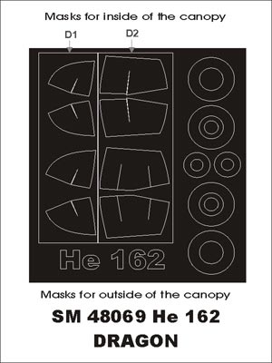 Montex MXSM48069 1:48 Heinkel He-162A-2 Salamander canopy frame paint masks