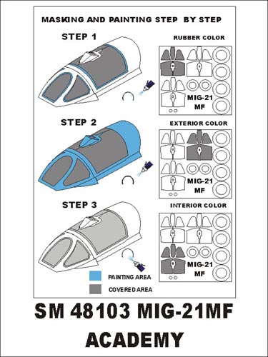Montex MXSM48103 1:48 Mikoyan MiG-21MF canopy frame paint masks