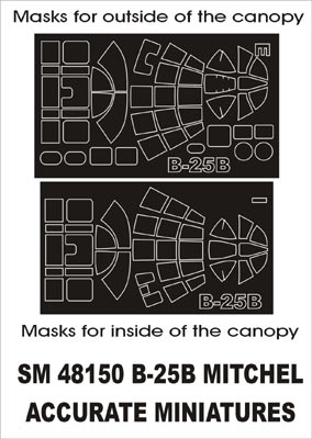Montex MXSM48150 1:48 North-American B-25B Mitchell canopy frame paint masks