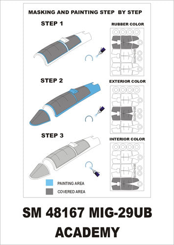 Montex MXSM48167 1:48 Mikoyan MiG-29UB canopy frame paint masks