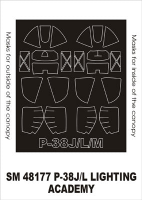 Montex MXSM48177 1:48 Lockheed P-38J/P-38L/P-38M Lightning canopy masks