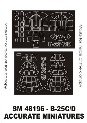 Montex MXSM48196 1:48 North-American B-25C/D Mitchell canopy frame paint masks