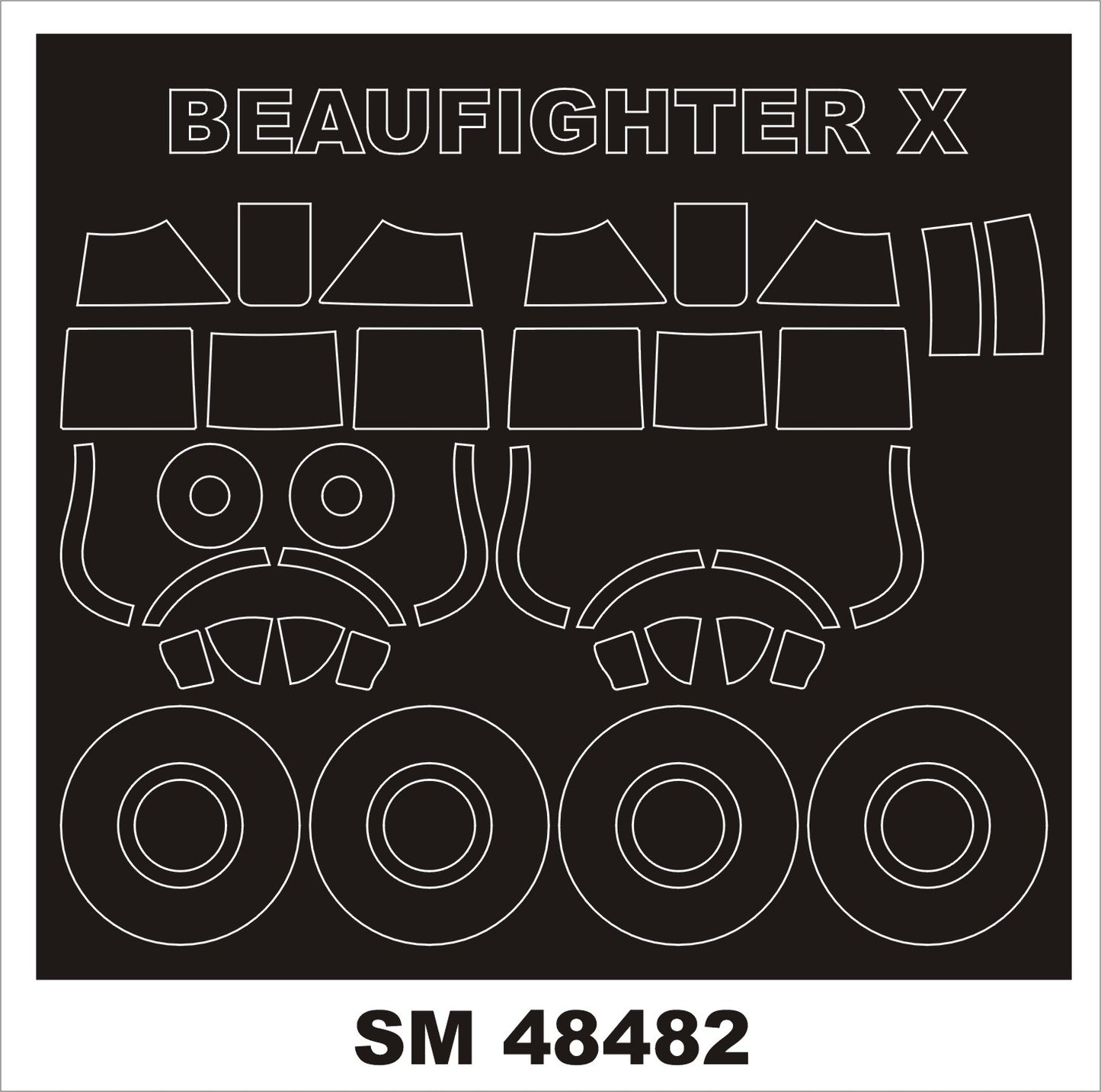 Montex MXSM48482 1:48 Bristol Beaufighter TF Mk.X canopy frame paint mask