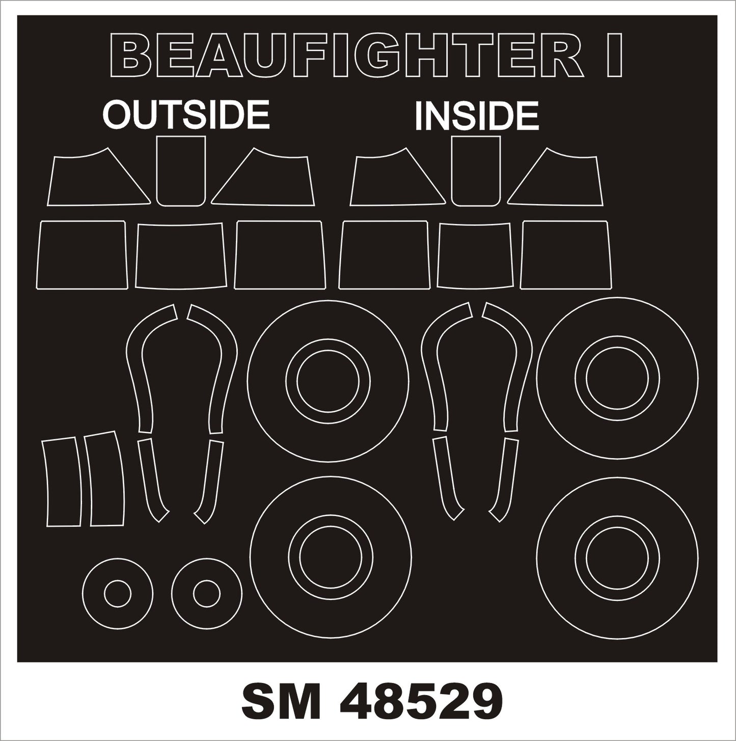 Montex MXSM48529 1:48 Bristol Beaufighter Mk.I wheels & canopy frame paint mask