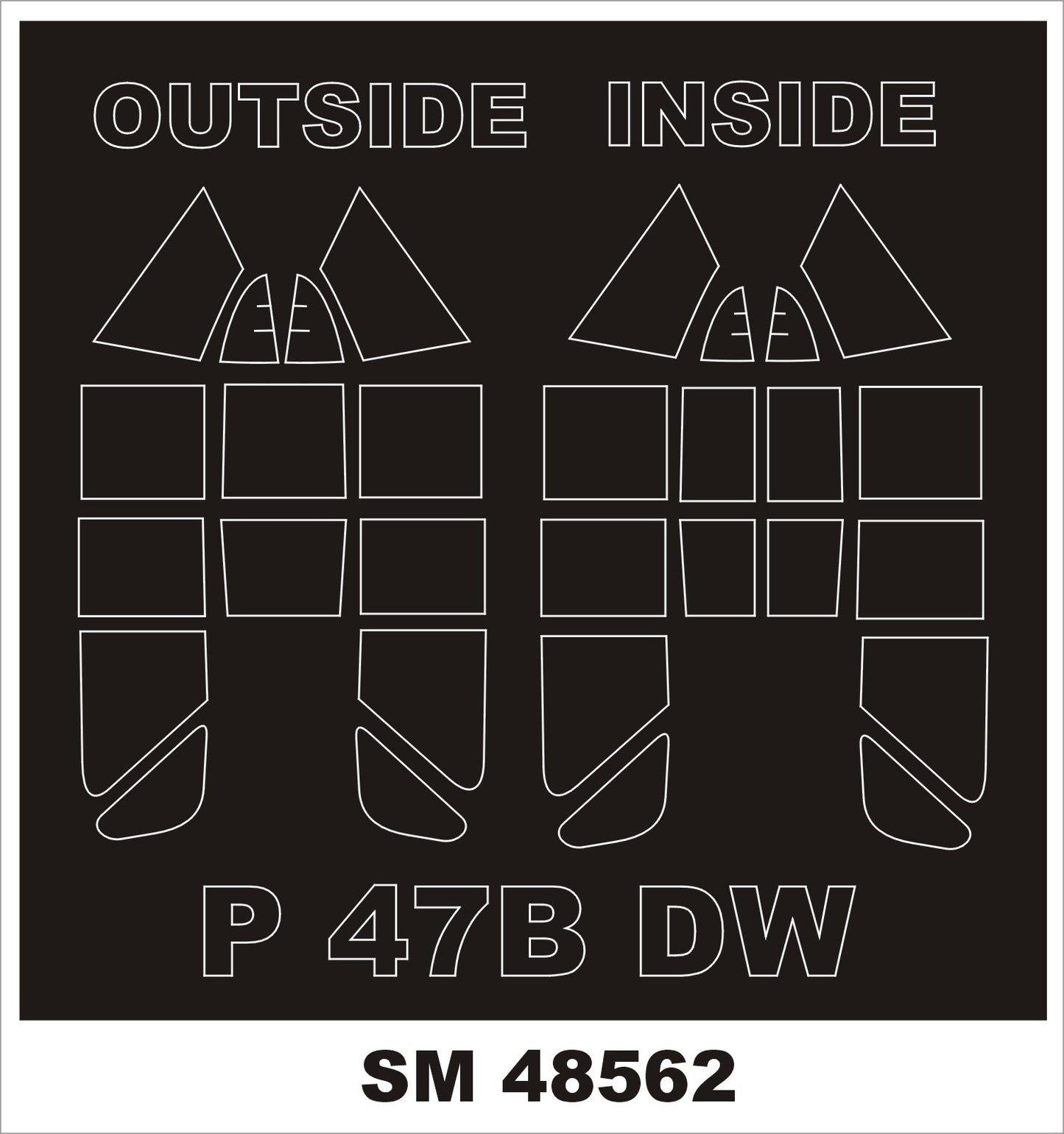 Montex MXSM48562 1:48 Republic P-47B Thunderbolt canopy frame paint mask