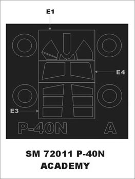 Montex MXSM72011 1:72 Curtiss P-40N Warhawk canopy frame paint mask