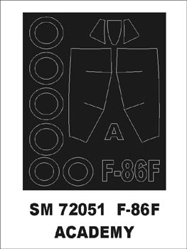 Montex MXSM72051 1:72 North-American F-86E canopy frame paint mask