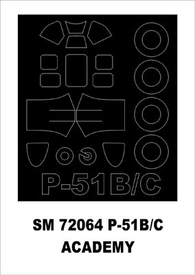 Montex MXSM72064 1:72 North-American P-51B/P-51C Mustang canopy frame paint mask