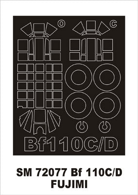 Montex MXSM72077 1:72 Messerschmitt Bf-110C/D canopy frame paint mask