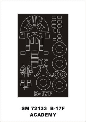 Montex MXSM72133 1:72 Boeing B-17F Flying Fortress canopy frame paint mask