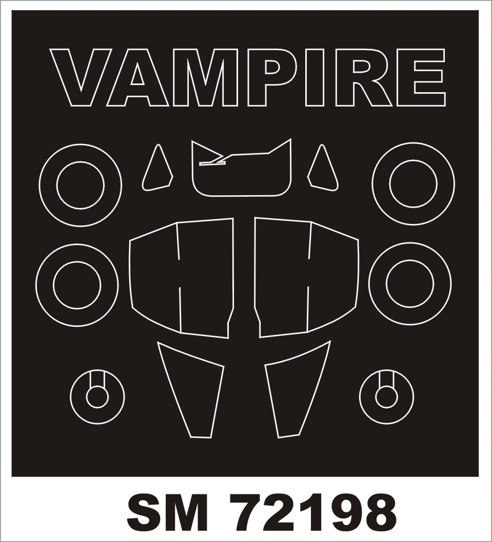 Montex MXSM72198 1:72 de Havilland Vampire T.11 canopy frame paint mask