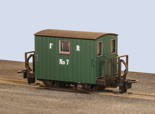 PECO GR-580A FR Quarryman Coach, Green, Brake Coach (Double Balcony) OO9 Gauge