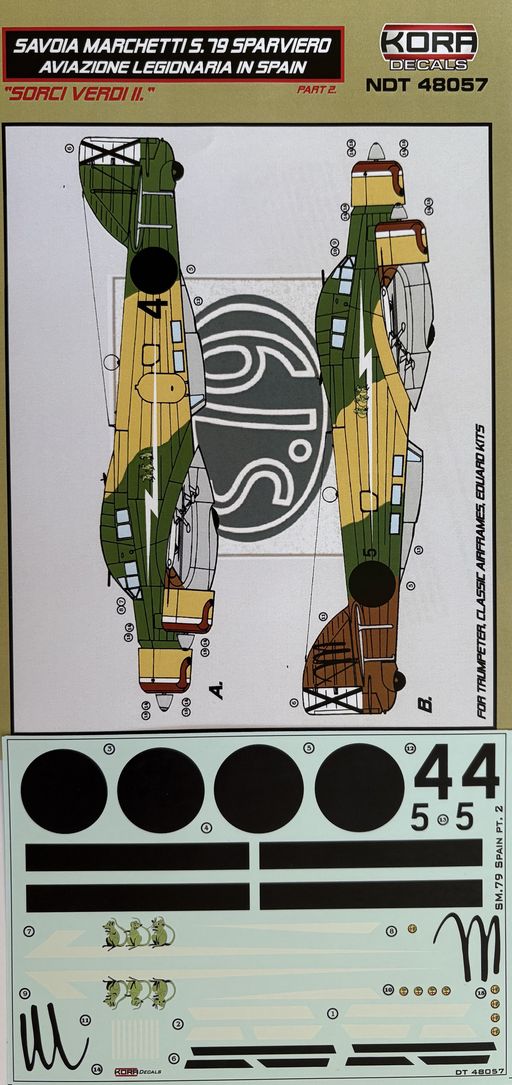 Kora NDT48057 SM.79 Sparviero Sorci Verdi II Decals 1:48