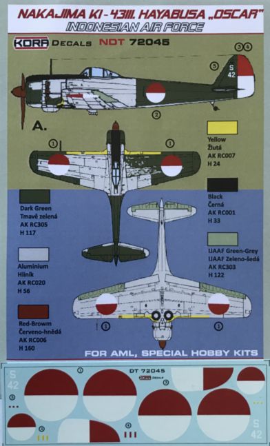 Kora NDT72045 1:72 Nakajima Ki-43-III Oscar Indonesian Air Force
