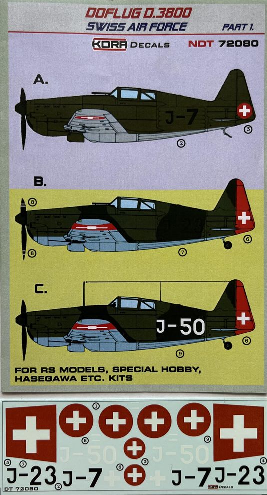 Kora NDT72080 1:72 Doflug D.3800 Swiss Air Force part I.