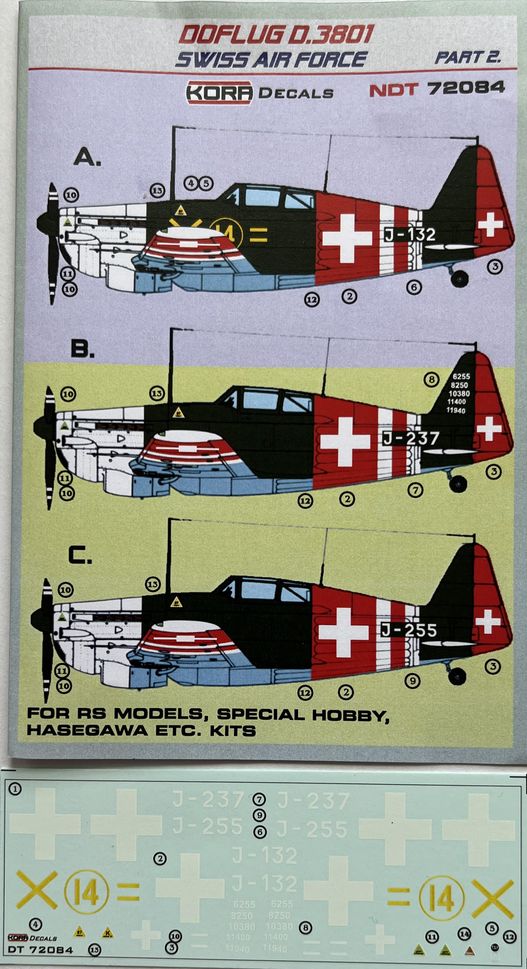 Kora NDT72084 1:72 Doflug D.3801 Swiss Air Force part II.
