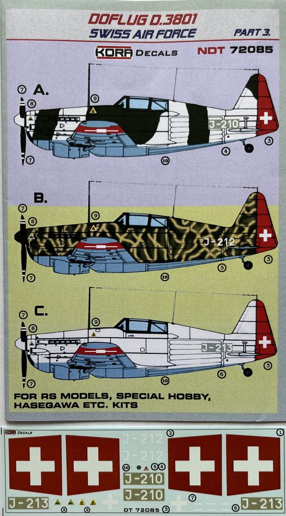 Kora NDT72085 1:72 Doflug D.3801 Swiss Air Force part III.