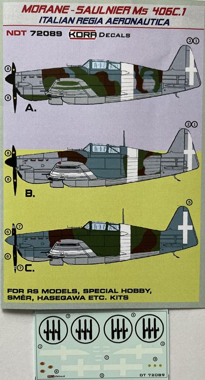 Kora NDT72089 1:72 Morane-Saulnier MS.406C1 Italian Regia Aeronautica