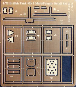 NH Detail NHM72036 1:72 British Tank Mk.I Detail Set