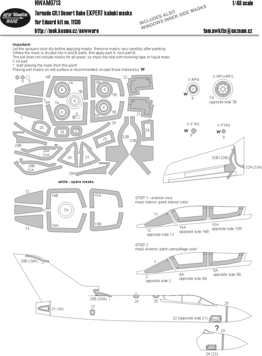 New Ware NWAM0713 1:48 Tornado GR.1 Desert Babe Expert Masks