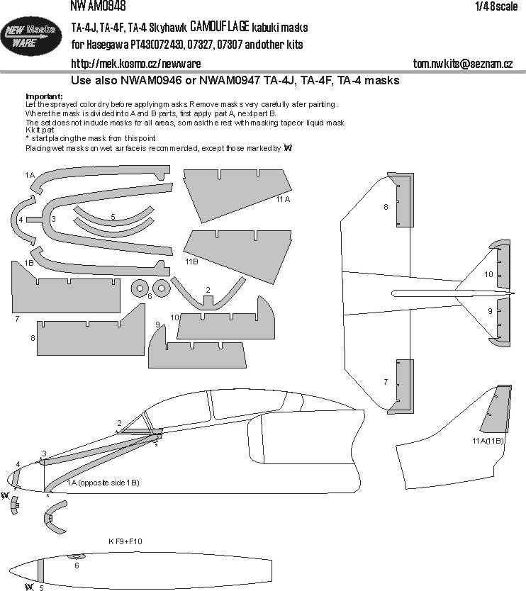 New Ware NWAM0948 1:48 TA-4J/F Skyhawk Camouflage Masks