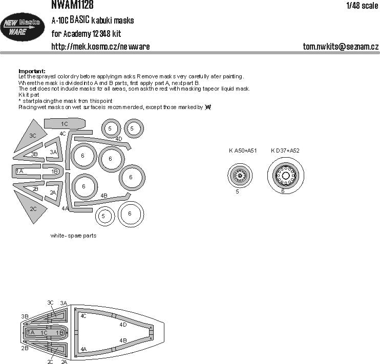 New Ware NWAM1128 1:48 A-10C Thunderbolt II Basic Kabuki Masks