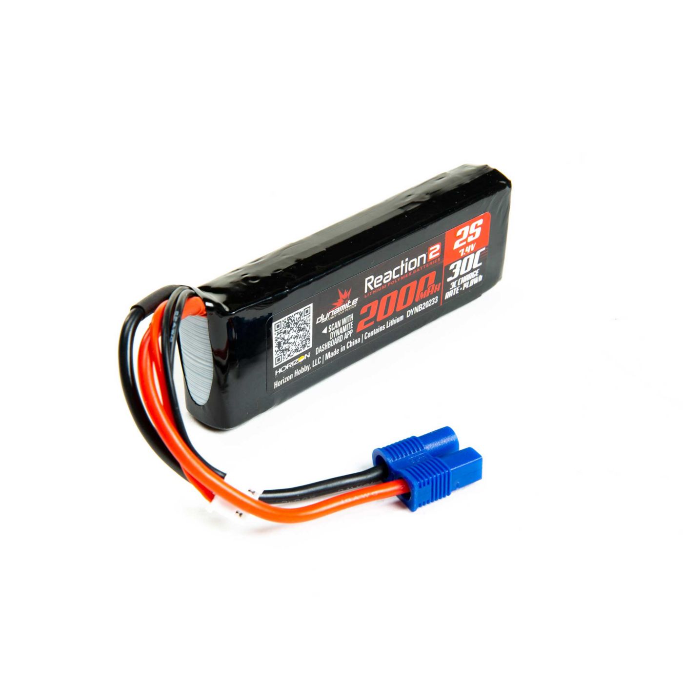 Dynamite 7.4V 2000mAh 2S 30C LiPo,Long: EC3 Minis, TWH DYNB20233