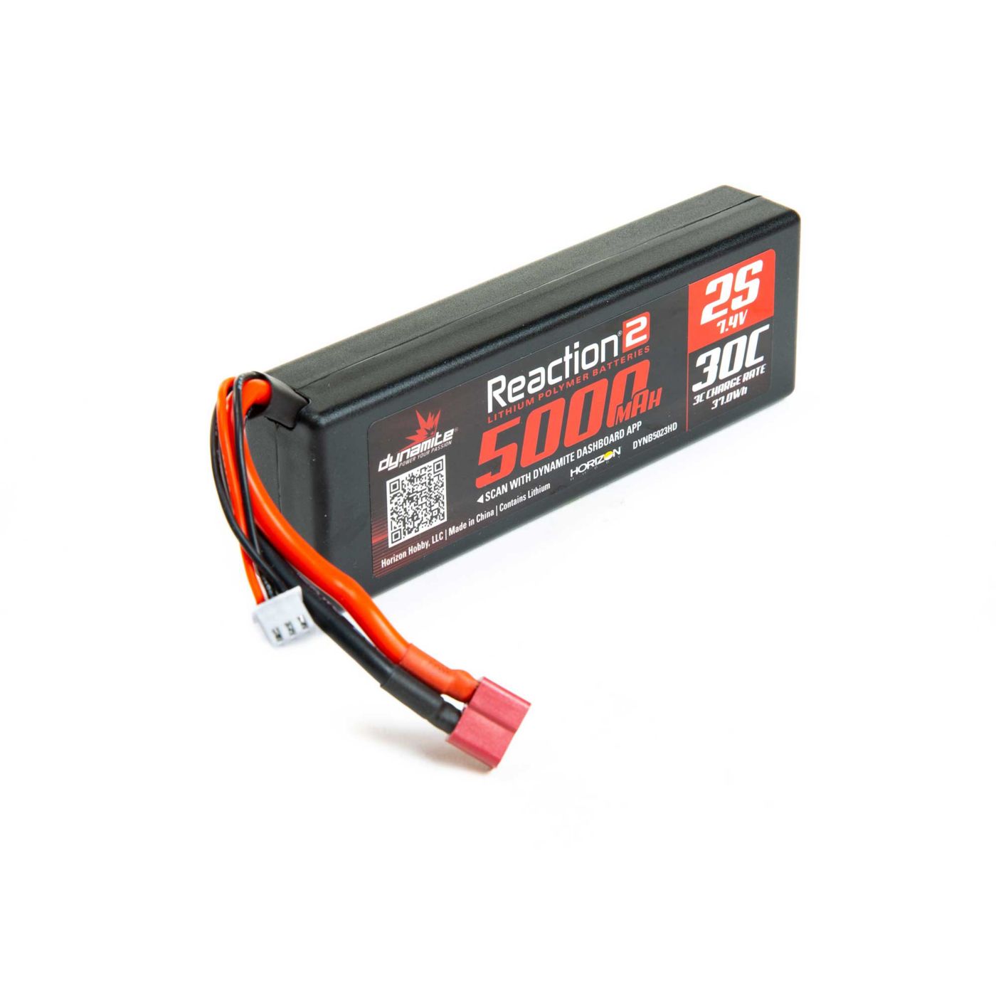 Dynamite 7.4V 5000 mAh 2S 30C LiPo, Hardcase: Deans DYNB5023HD