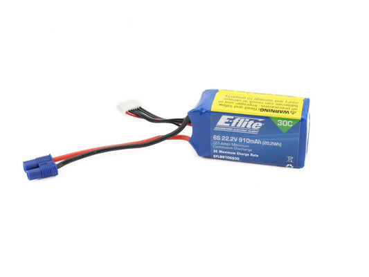 E-flite 22.2v 910mAh 6S 30C LiPo w/EC3 EFLB9106S30