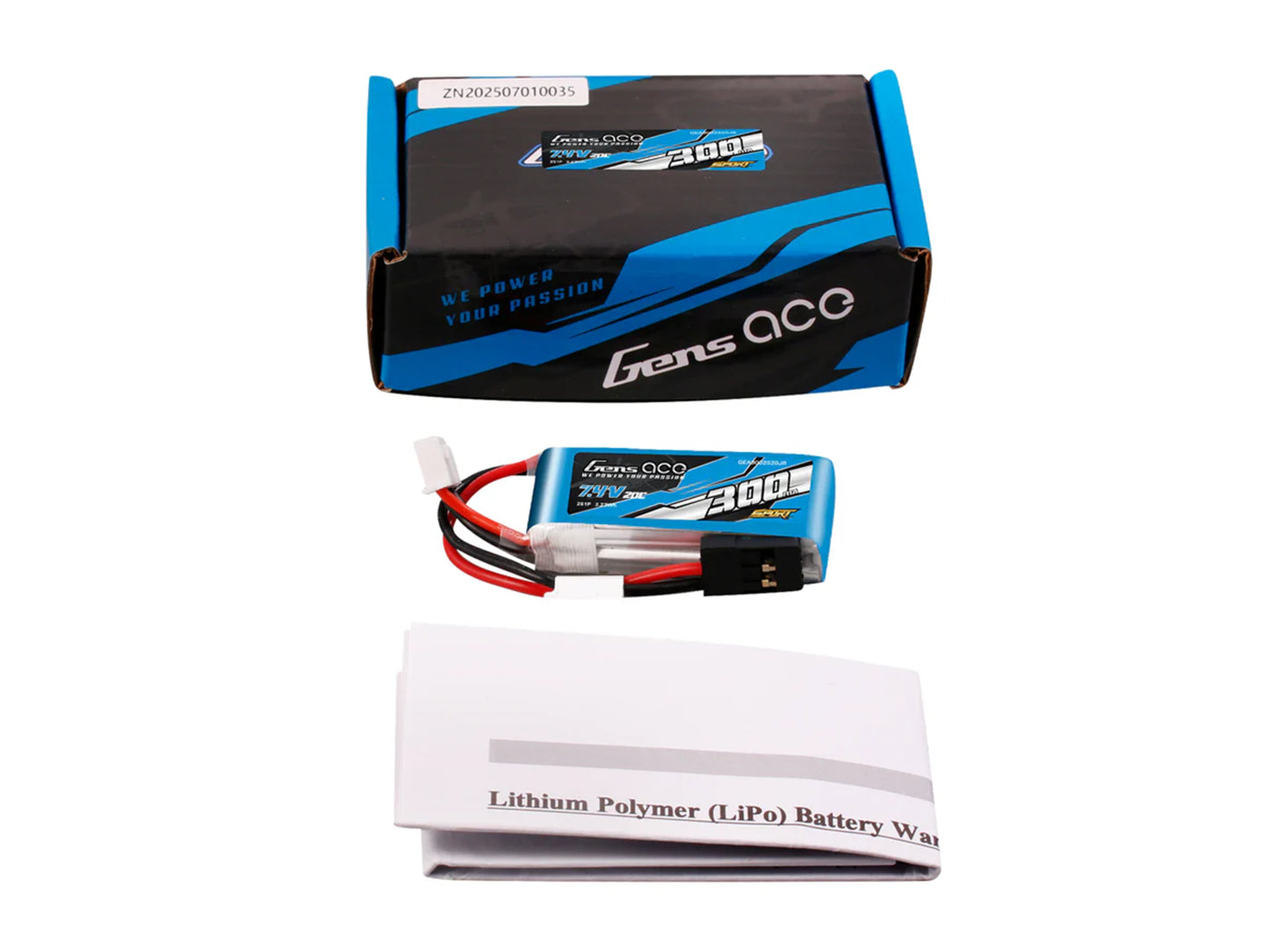 Gens Ace Li-Po Sport 2S 7.4V 300mAh 20C with JR G2S0300-20JR