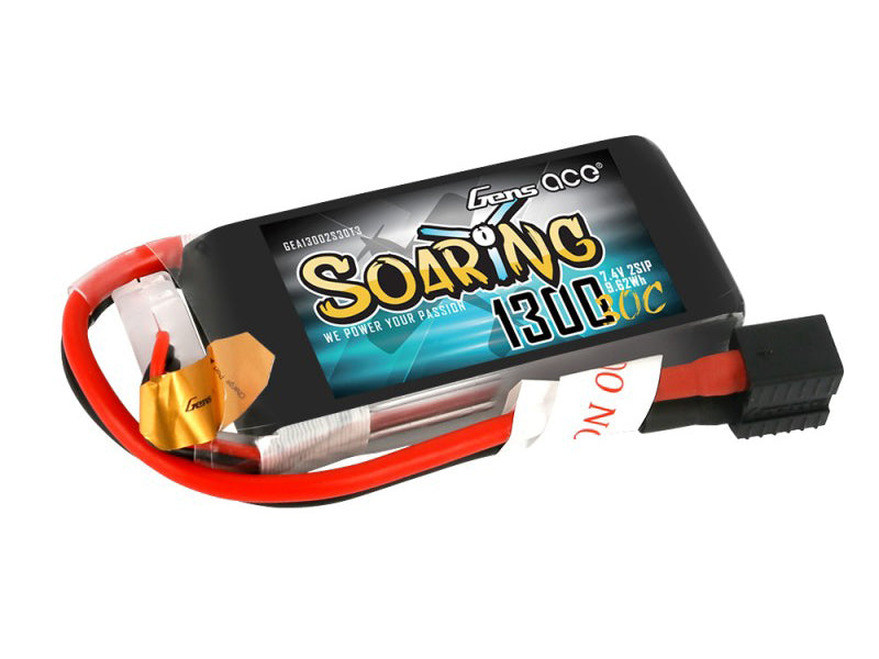 Gens Ace Li-Po 2S 7.4V 1300mAh 30C Soaring with EC3/XT60/T-Type G2S1300-30M