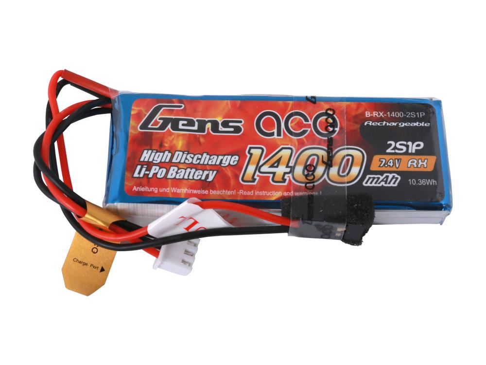 Gens Ace Li-Po 2S 7.4V 1400mAh Rx with JR G2S1400-RX