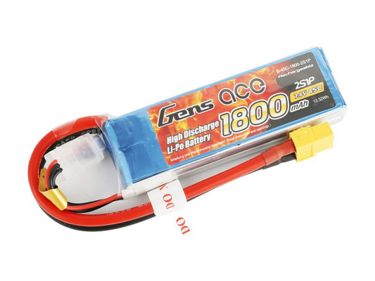 Gens Ace Li-Po 2S 7.4V 1800mAh 45C with XT60 G2S1800-45X6