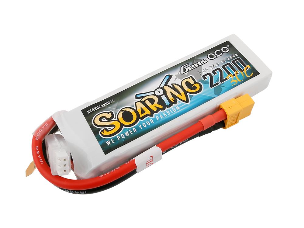 Gens Ace Li-Po 2S 7.4V 2200mAh 30C Soaring with XT60 G2S2200-30X6