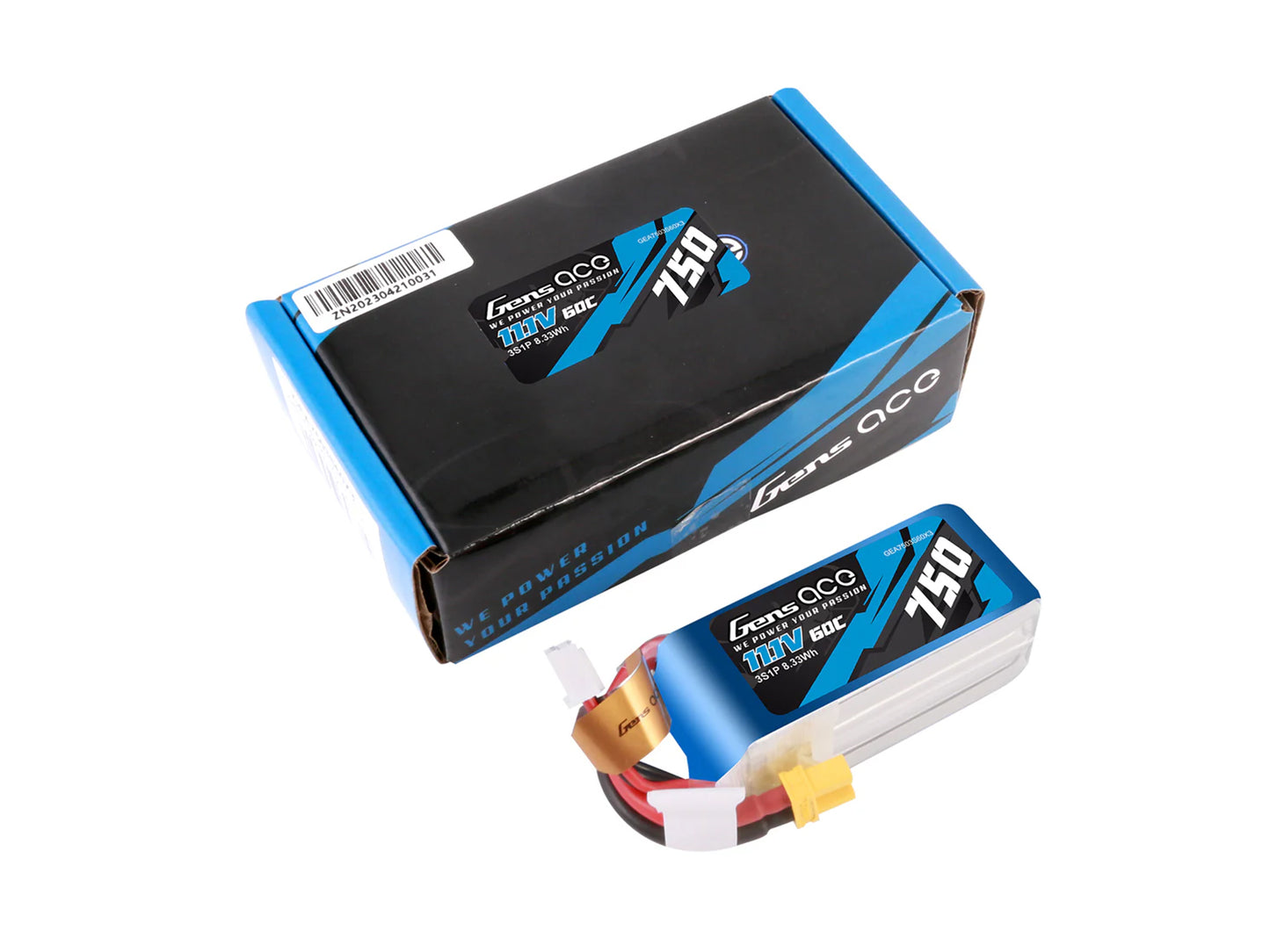 Gens Ace Li-Po 3S 11.1V 750mAh 60C with XT30 G3S0750-60X3