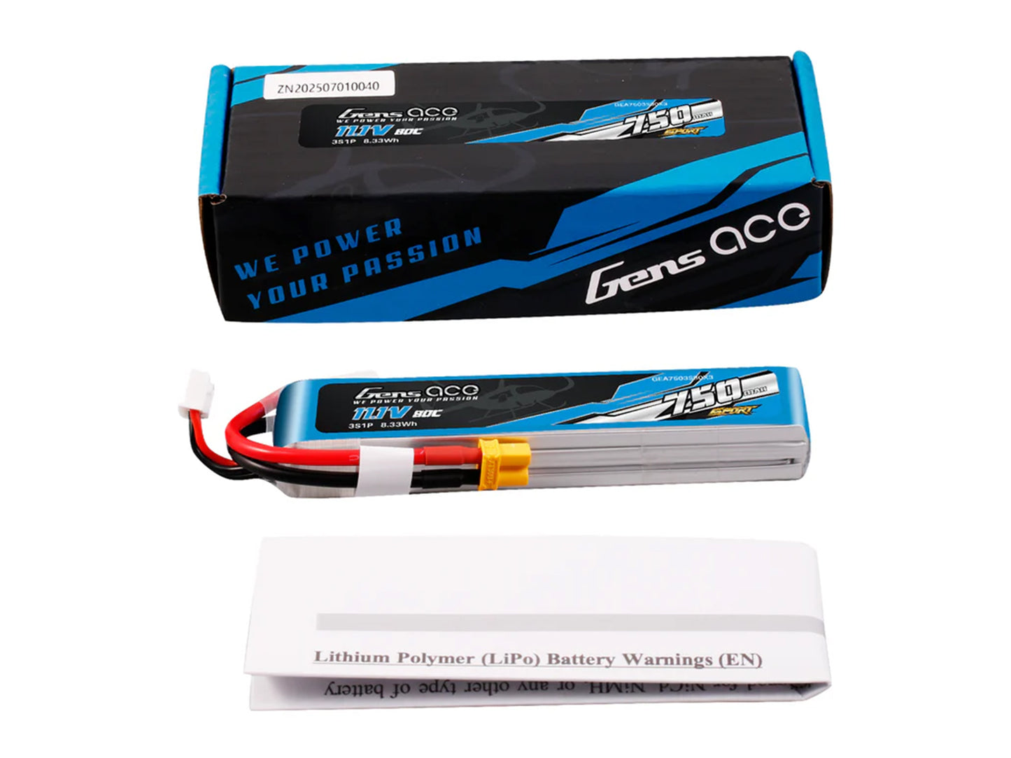 Gens Ace Li-Po Sport 3S 11.1V 750mAh 80C with XT30 G3S0750-80X3