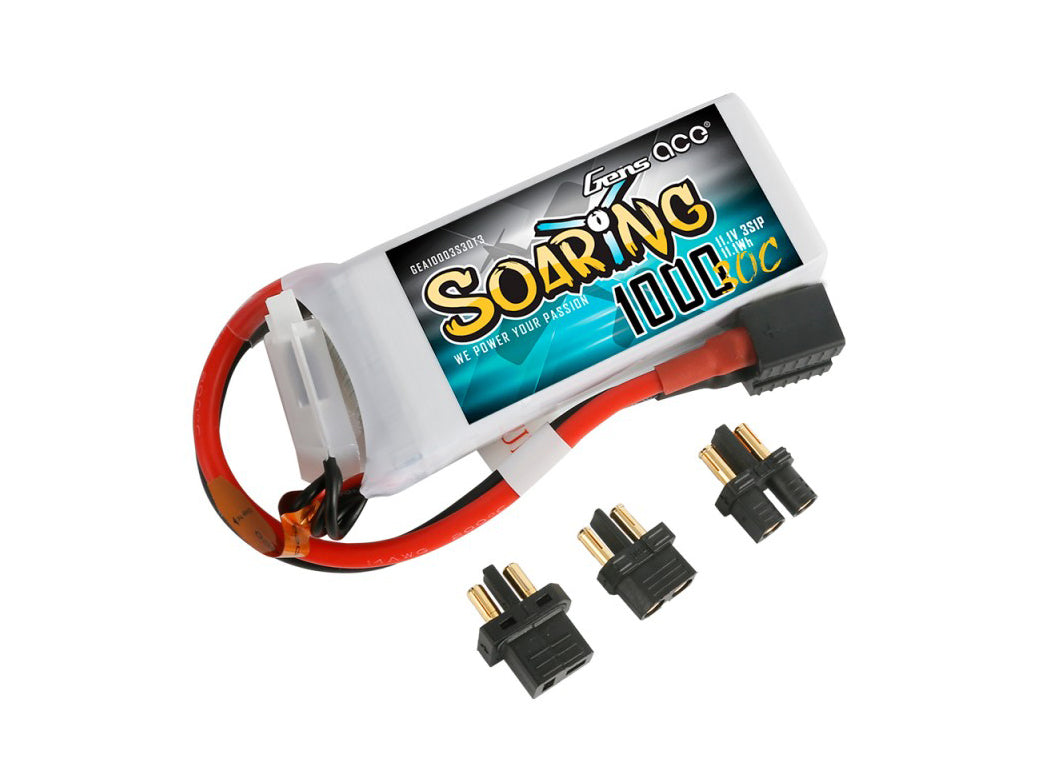 Gens Ace Li-Po 3S 11.1V 1000mAh 30C Soaring with EC3/XT60/T-Type G3S1000-30M