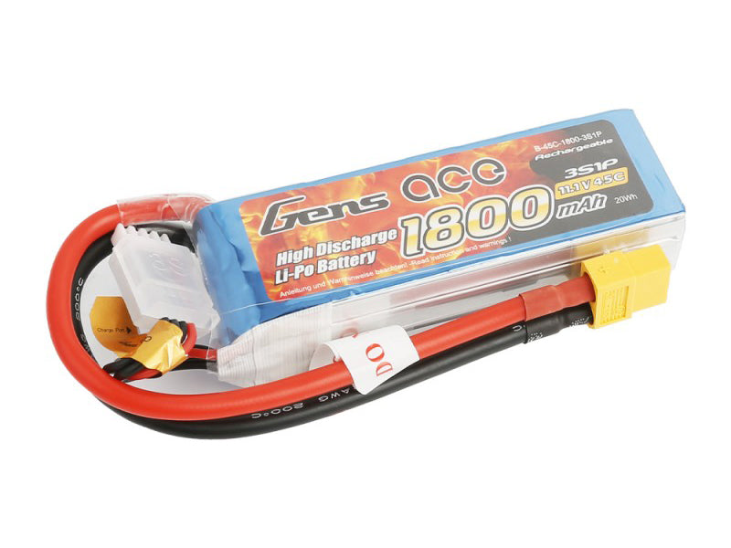 Gens Ace Li-Po 3S 11.1V 1800mAh 45C with XT60 G3S1800-45X6